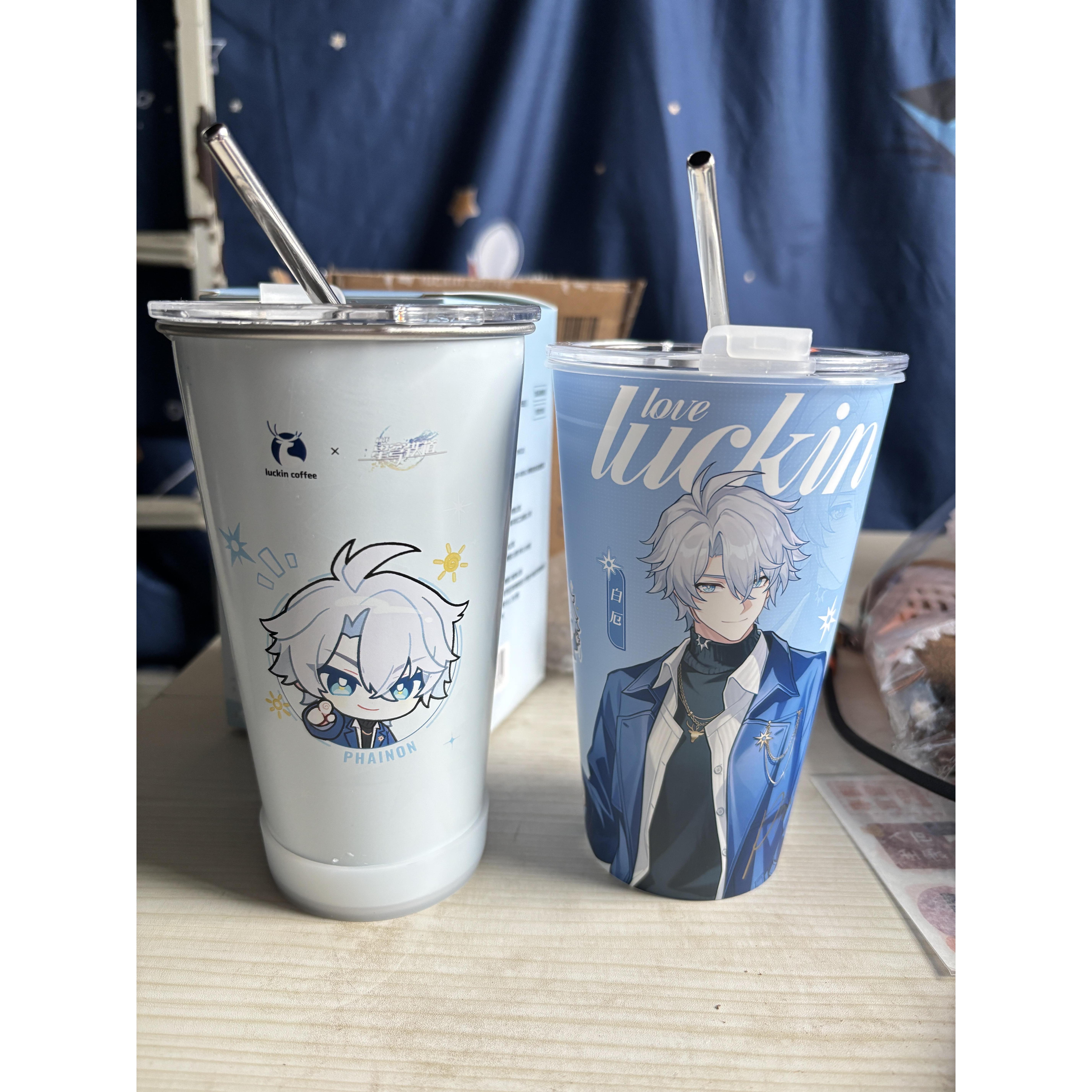 适配瑞幸咖啡×崩坏星穹铁道联名周边白厄遐蝶冷变杯PP杯杯盖吸管