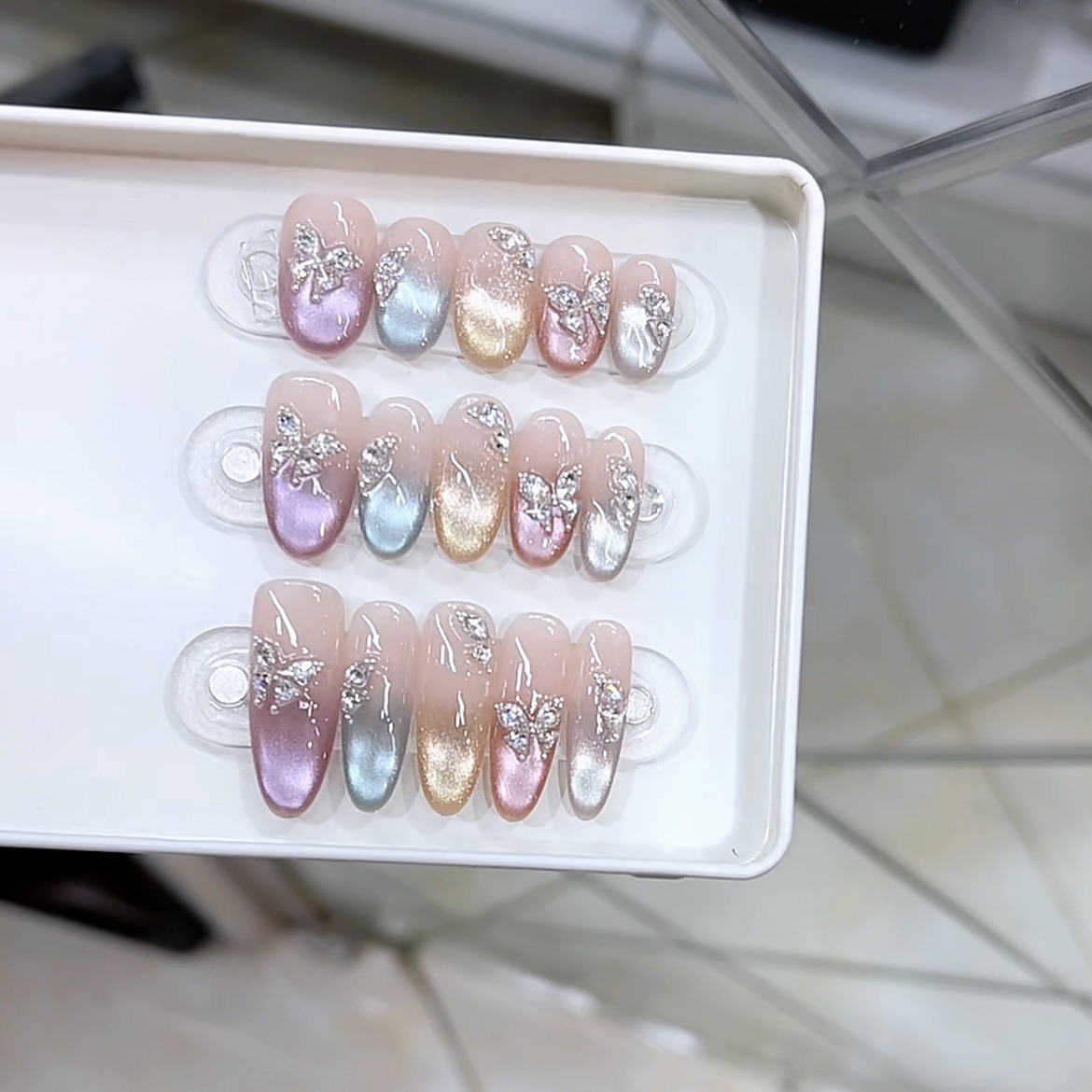 3000 NAIL “五彩蝶”设计师高定原创纯手工高级感猫眼显白穿戴甲