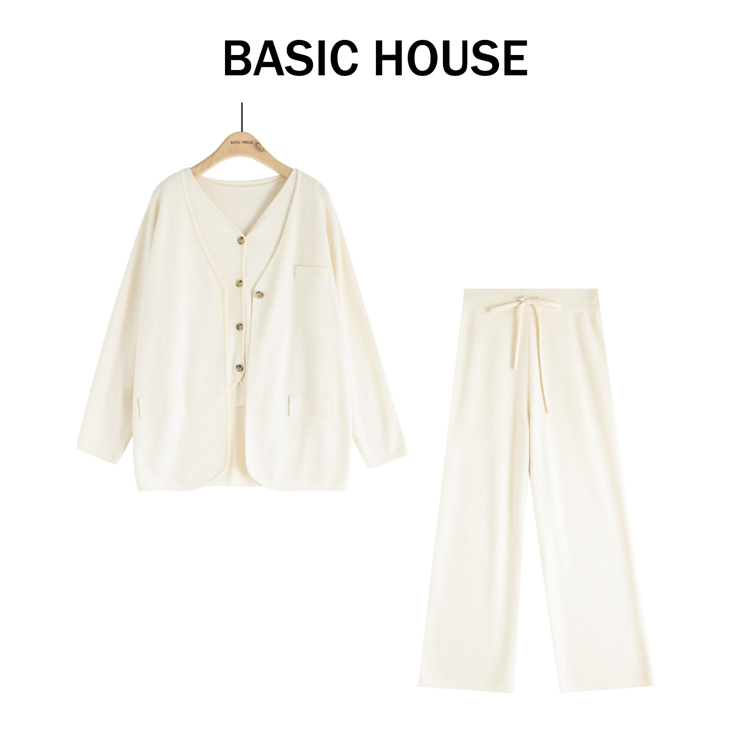 Basic House/百家好小香风马甲背心针织开衫阔腿套装B1385B5CZ02