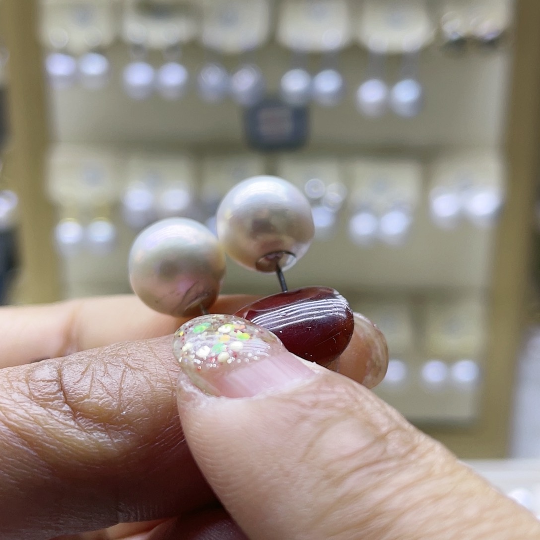 淡水珍珠耳饰银S925镶嵌