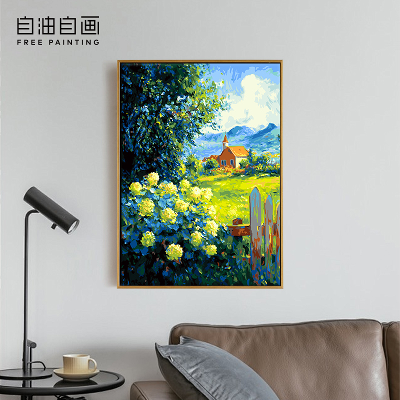 情人节礼物数字油画手工肌理油画填色高极装饰画涂色丙烯画绿野