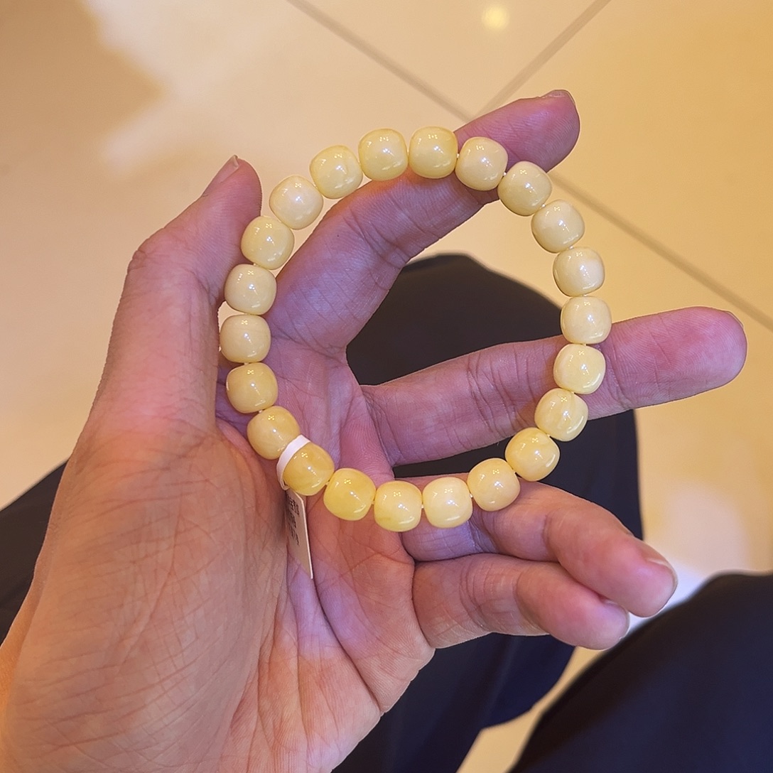 手链蜜蜡未镶嵌奶黄浓蜡9.5mm*9mm精工高桩