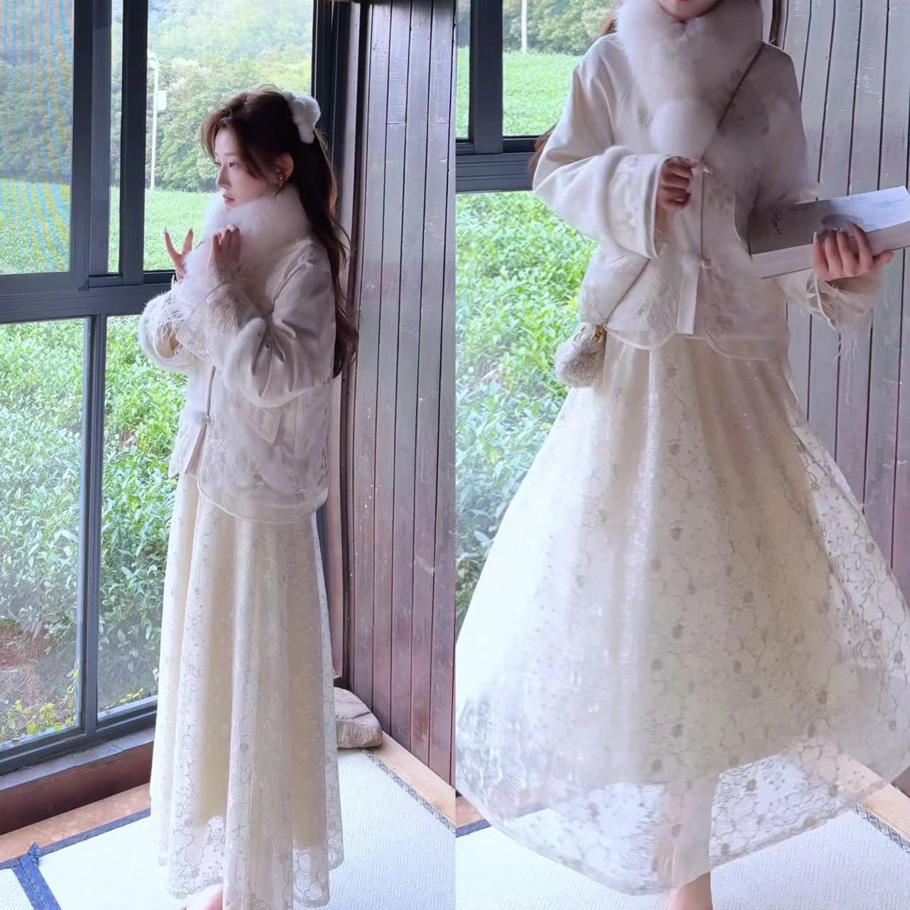 【婷婷】《雪霏霏》金枝玉叶刺绣 羽绒服国风外套TTM2FD600