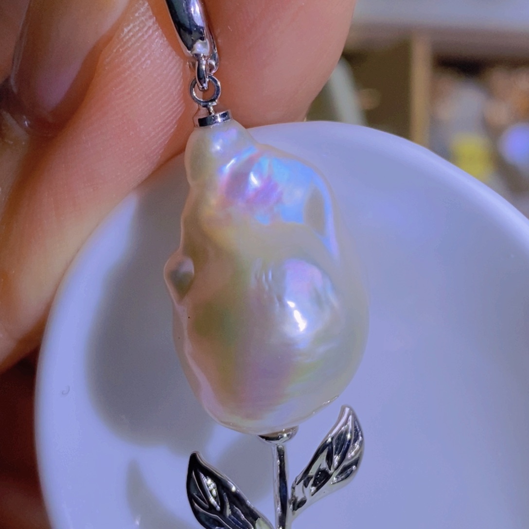 银S925镶嵌天然珍珠淡水珍珠