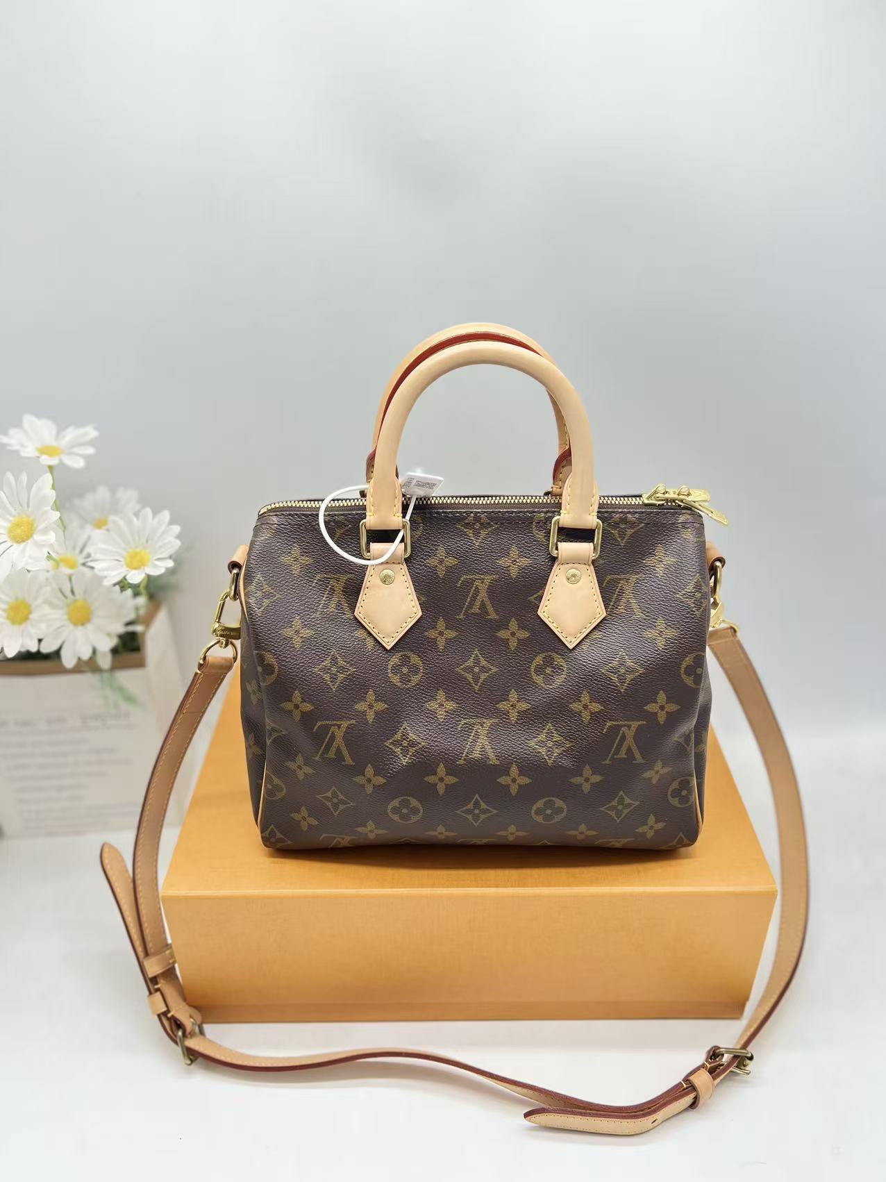 99新 LouisVuitton/路易威登 98新/speedy25老花肩带款（LV妞妞）