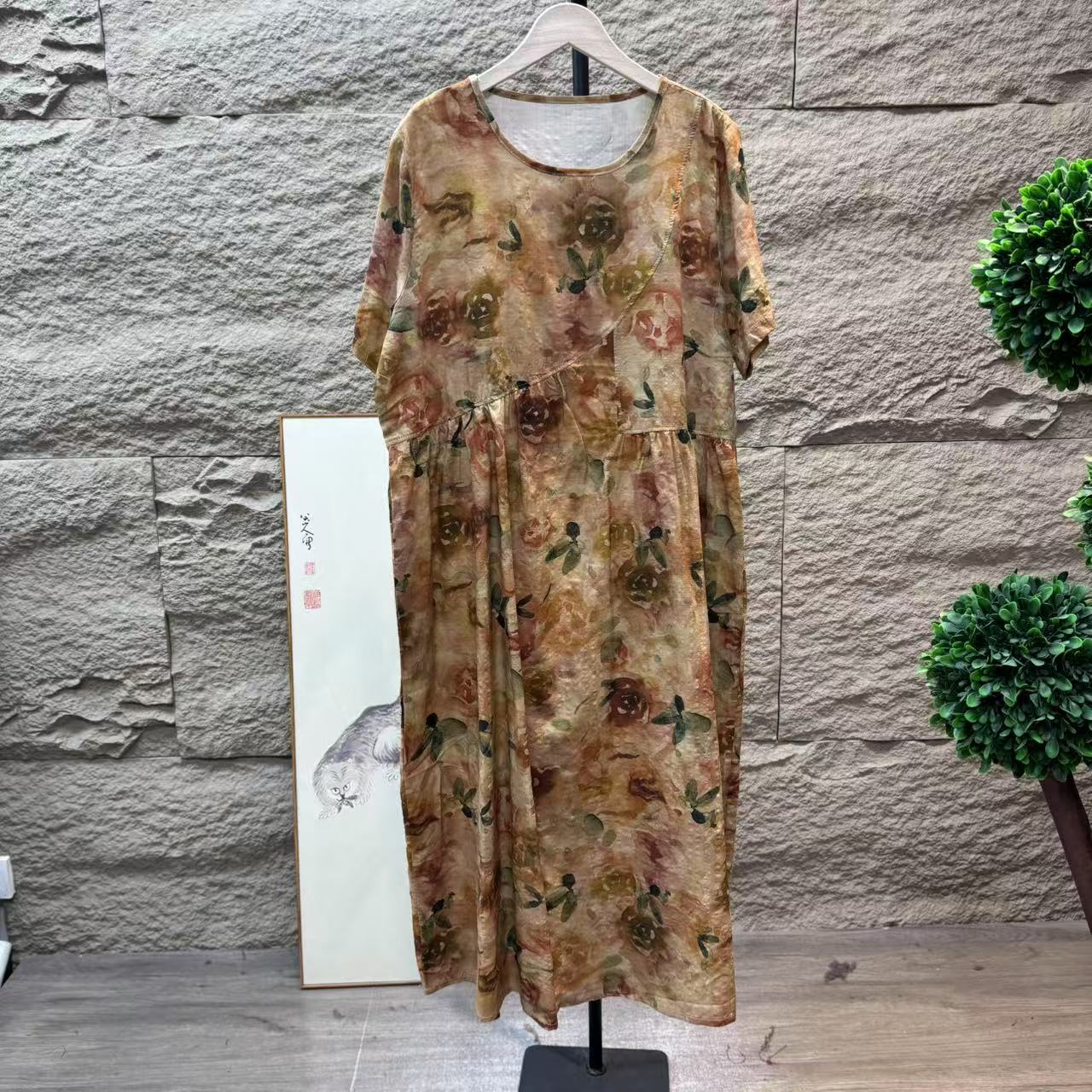 10096新款夏季优雅减龄宽松显瘦碎花连衣裙QZ