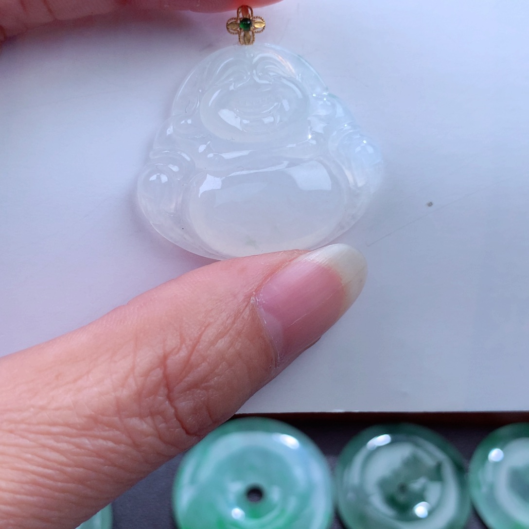 翡翠吊坠(不含链)18K金镶嵌