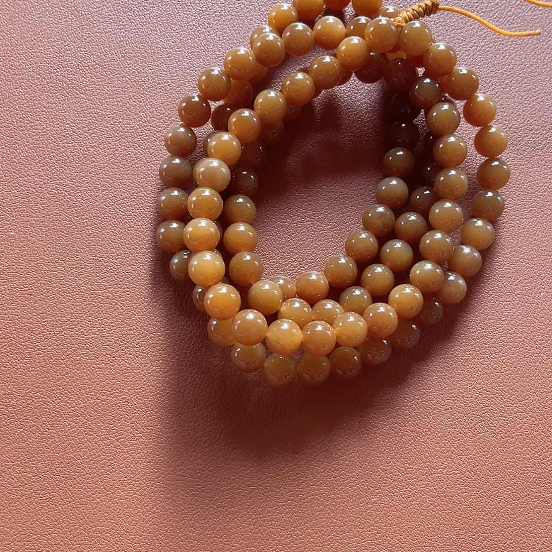 和田玉手串未镶嵌A****g金山糖卡8圆珠108