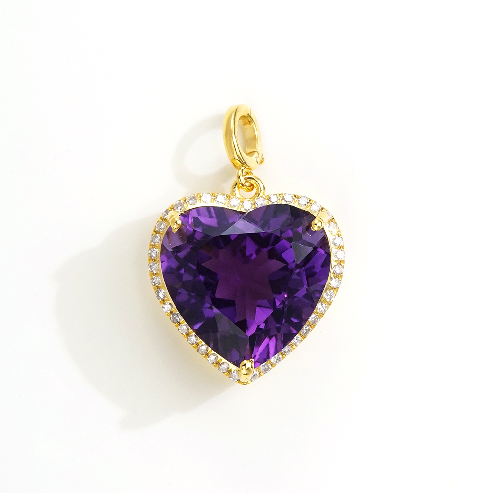 K金【爱心缘】9K钻石紫水晶爱心万能扣吊坠（5.5克拉）46333