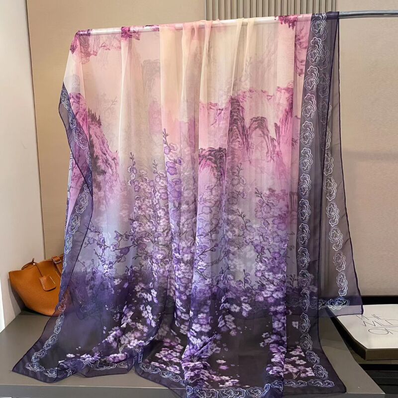 S10 紫梅 女高级感新款大纱巾洋气百搭时尚春夏季围巾防晒披肩