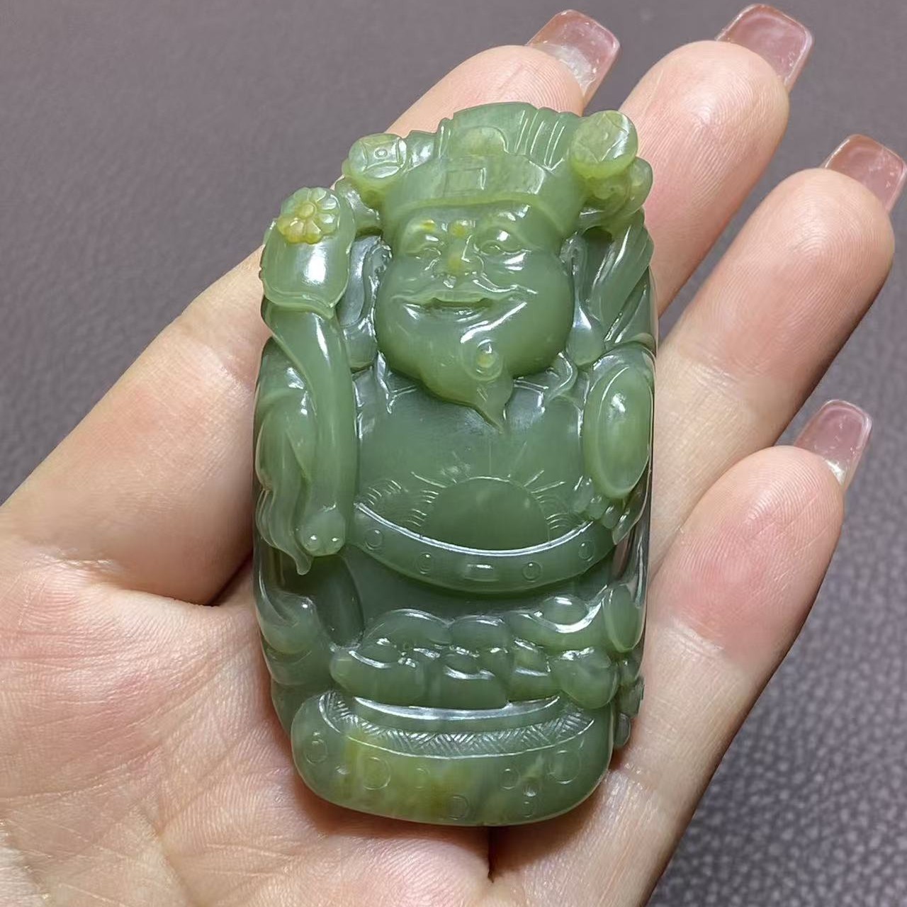 析木河磨玉财神手把件