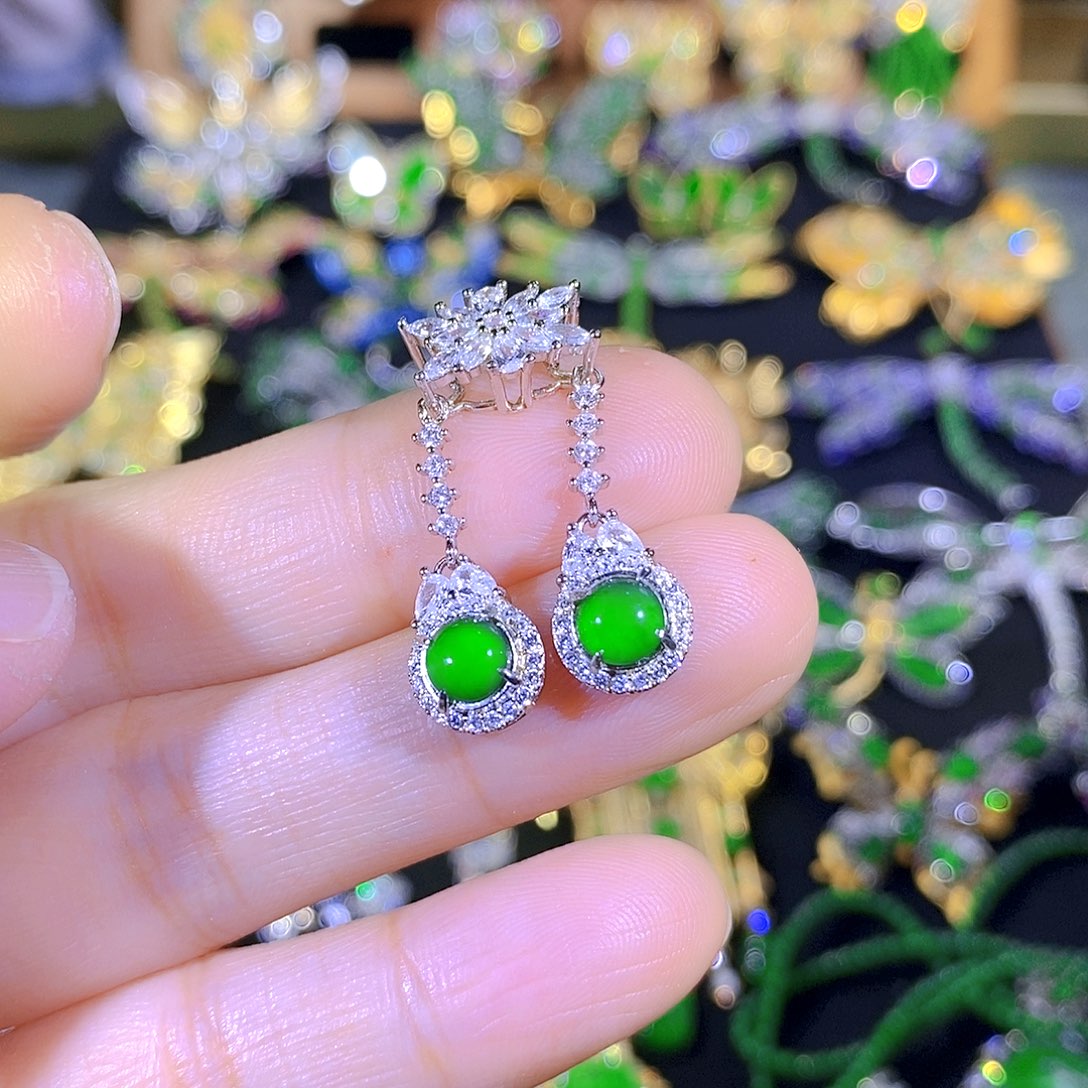 吊坠(不含链)银S925镶嵌翡翠