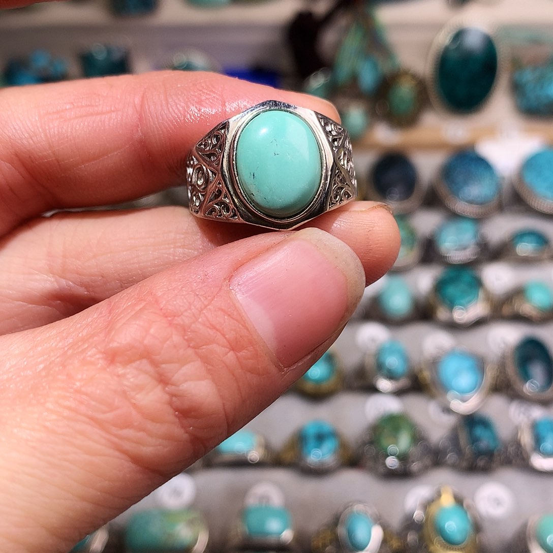 绿松石挂件银S925镶嵌