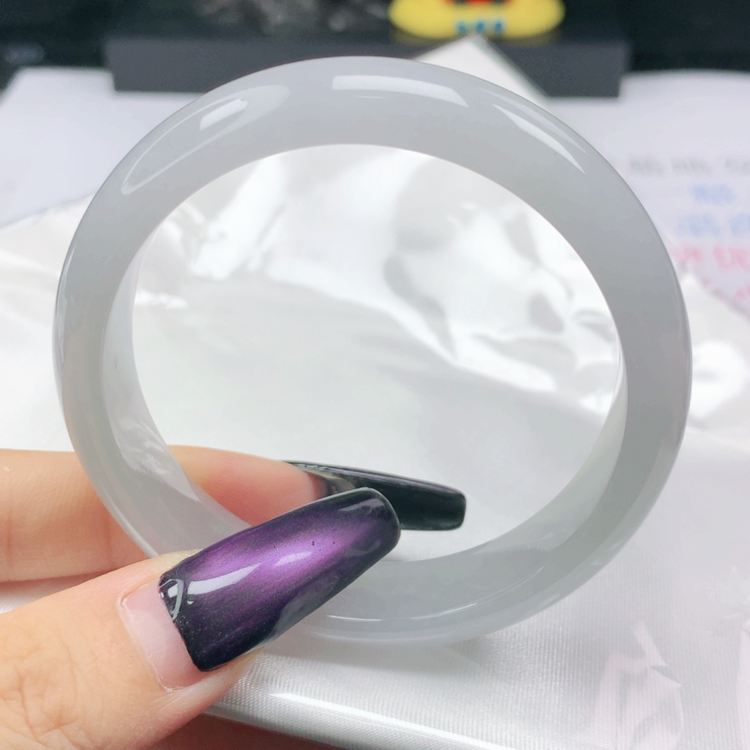 未镶嵌手镯翡翠翡翠53.2冰润白冰正圈