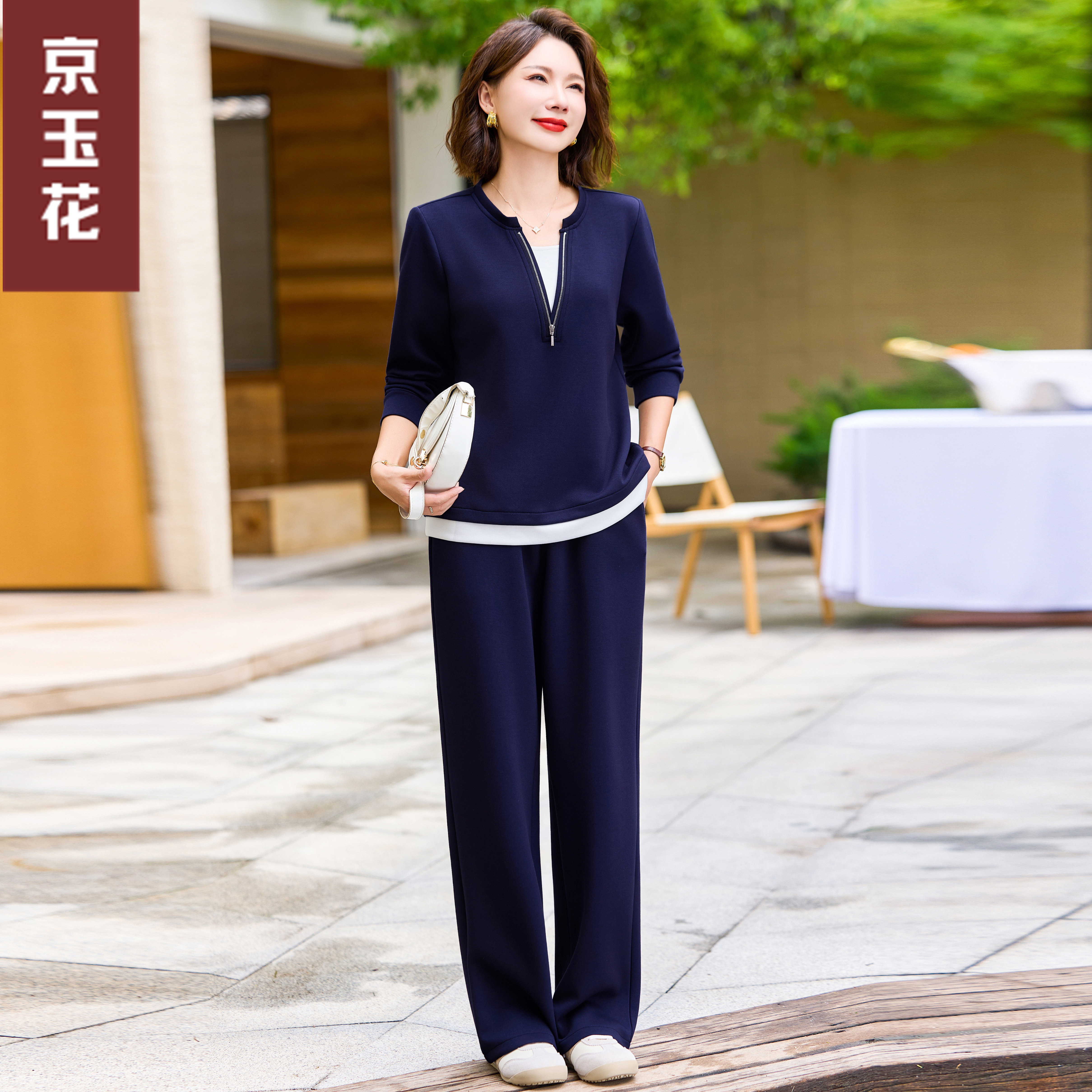年轻妈妈夏装休闲运动服套装2025新款中年女装时尚短袖T恤两件套