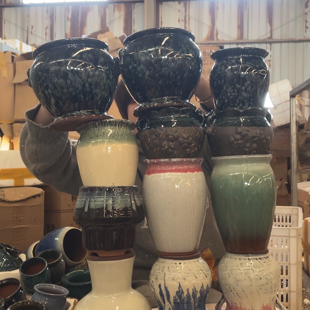 红陶宜兴紫砂花盆套组