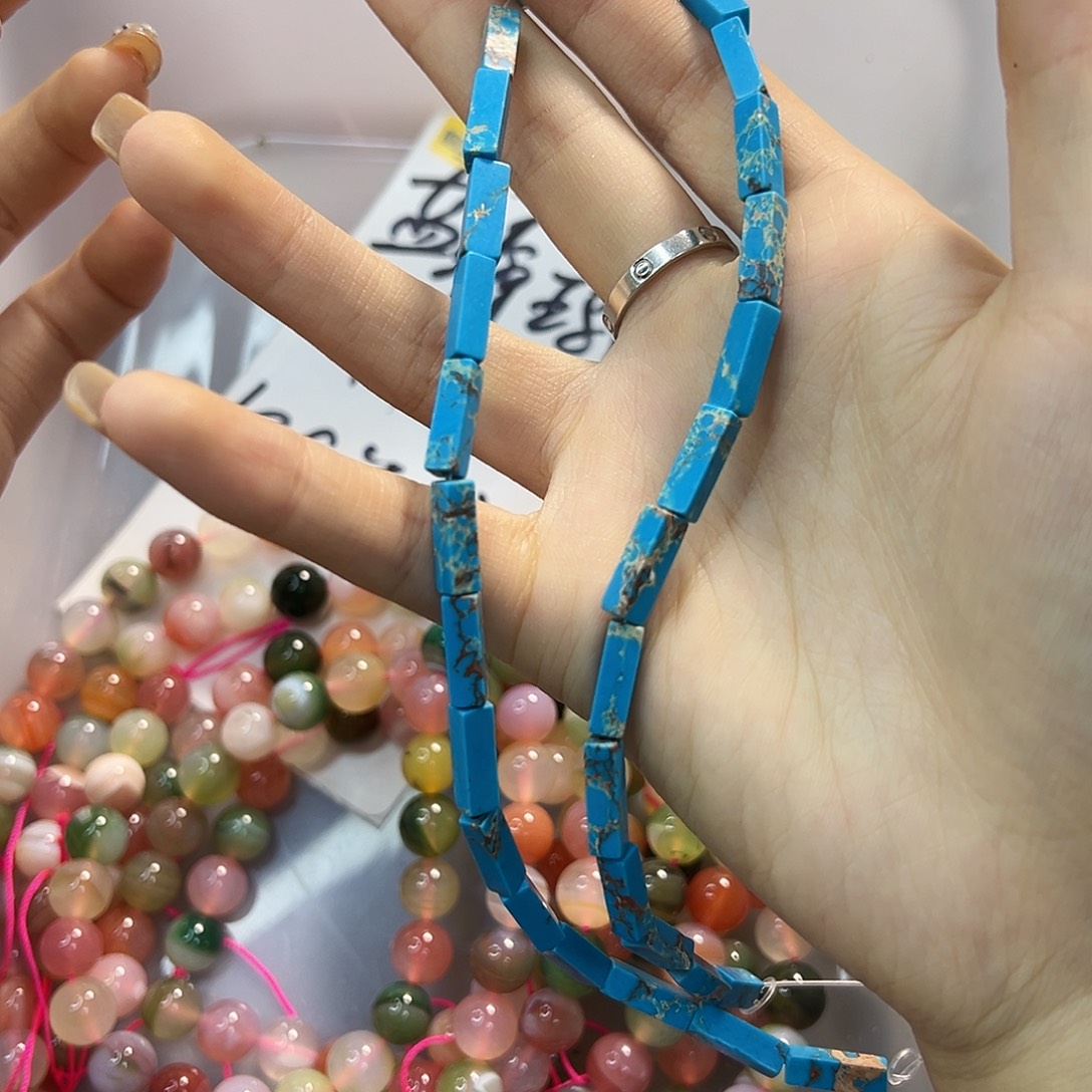 玛瑙/玉髓合金珠宝半成品蓝松长桶一条