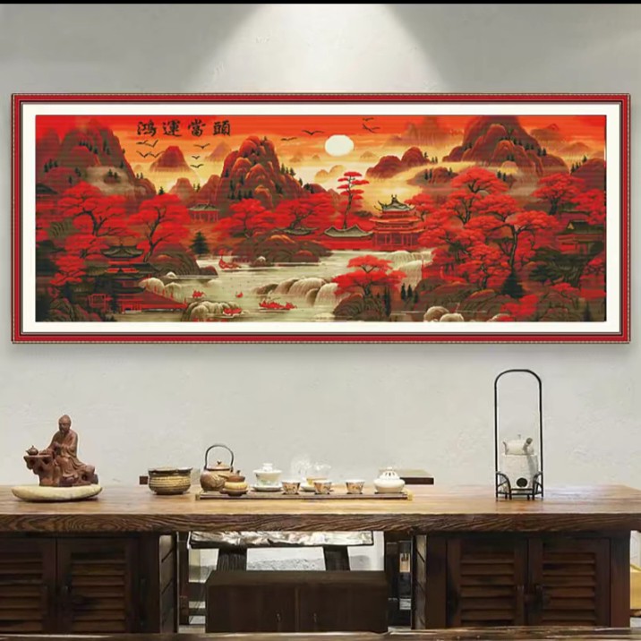 纯手工绣好的十字绣成品鸿运当头90103客厅装饰挂画