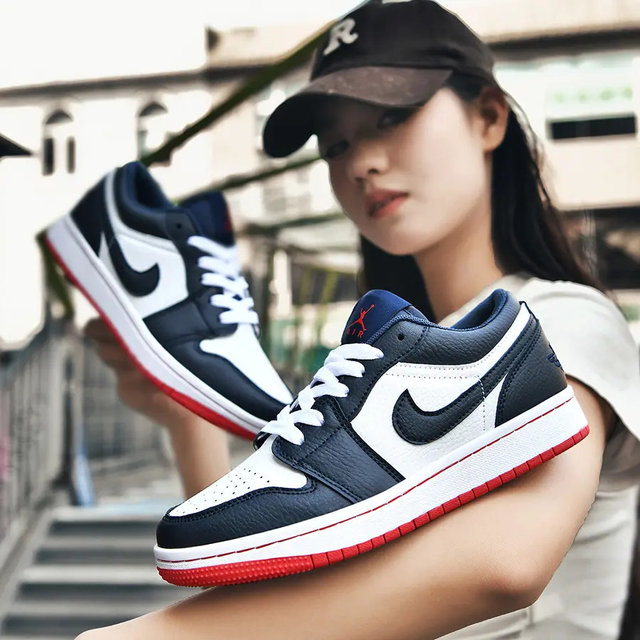 正品aj男鞋dunk低帮板鞋爆款百搭aj1午夜蓝透气休闲运动鞋男女款