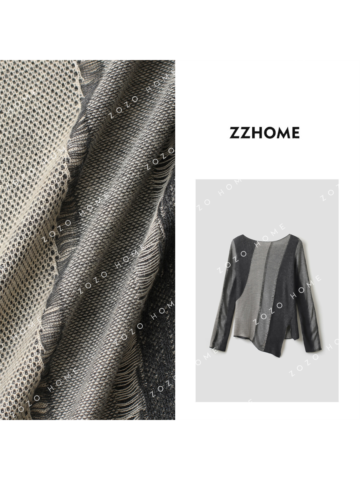 【ZOZO HOME】欧若风“沙丘”美丽奴羊毛不规则长袖套头毛衣q170438p