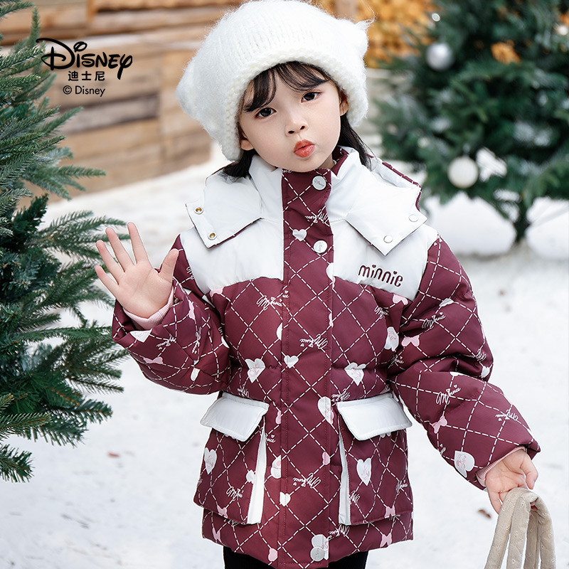 Disney/迪士尼儿童羽绒服黑金蓄热拼接撞色男女童冬装
