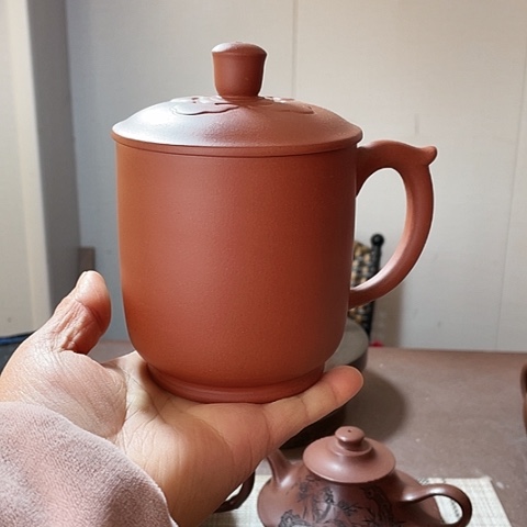 紫砂茶壶原矿红皮龙，盖杯，380 c c