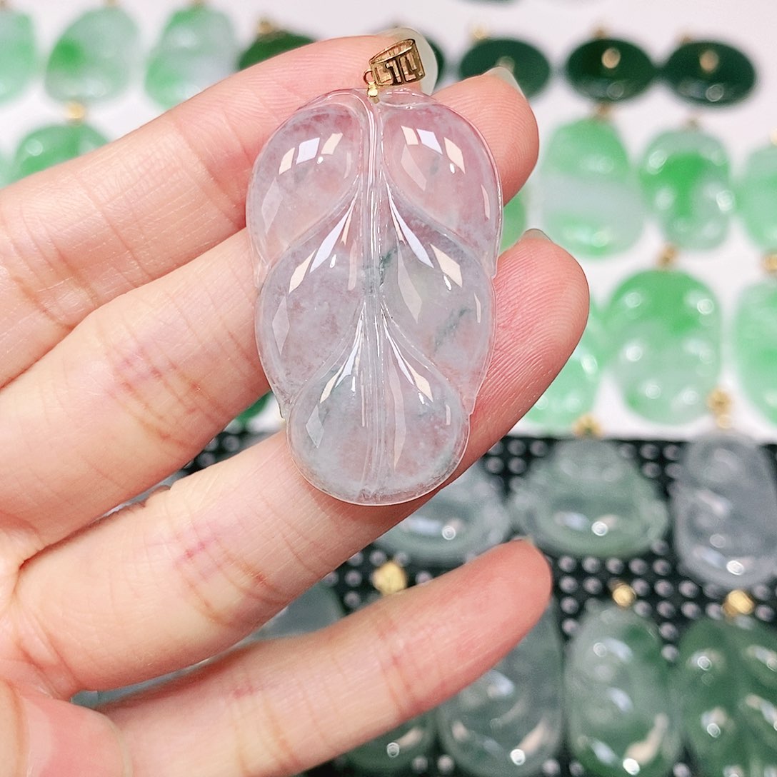 翡翠吊坠(不含链)18K金镶嵌