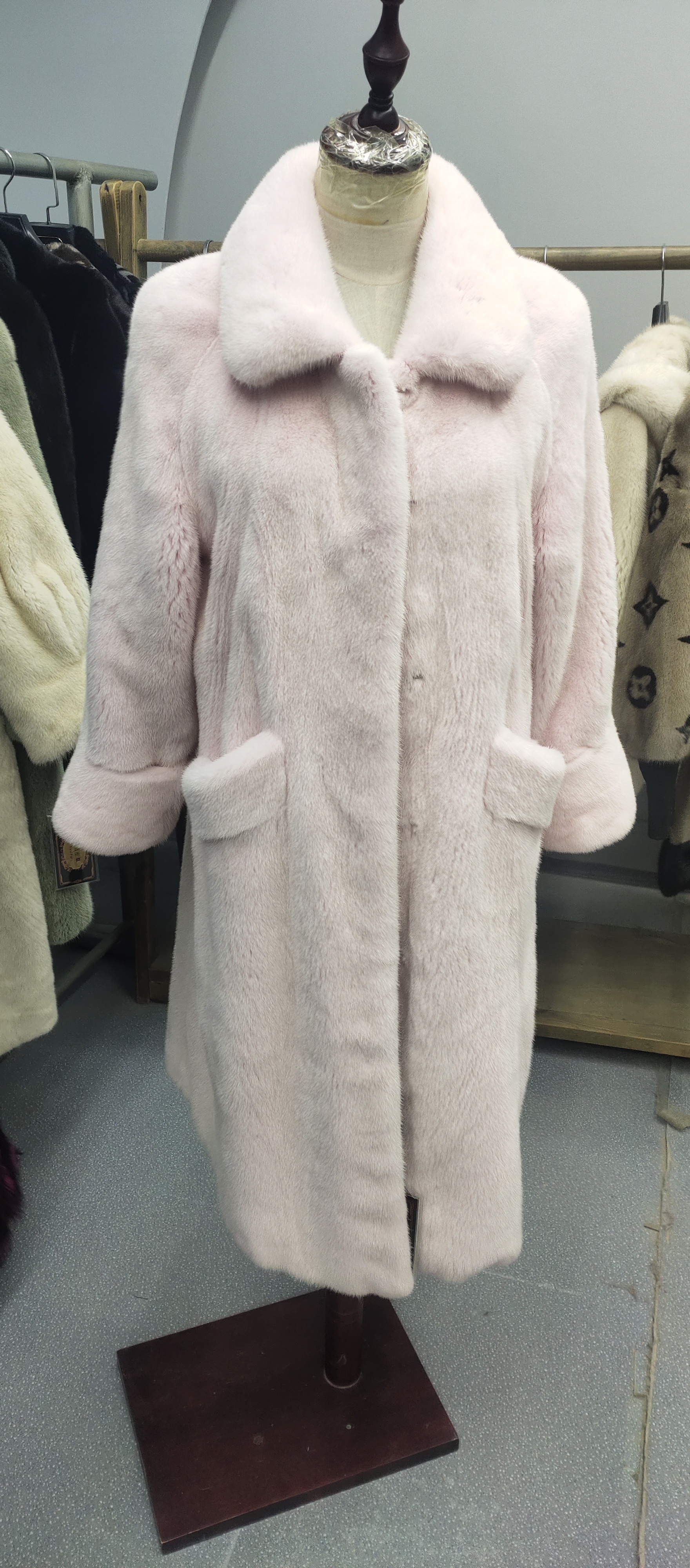 V领意大利灰简约风长款珍珠色中长款小码女【直播间为准】