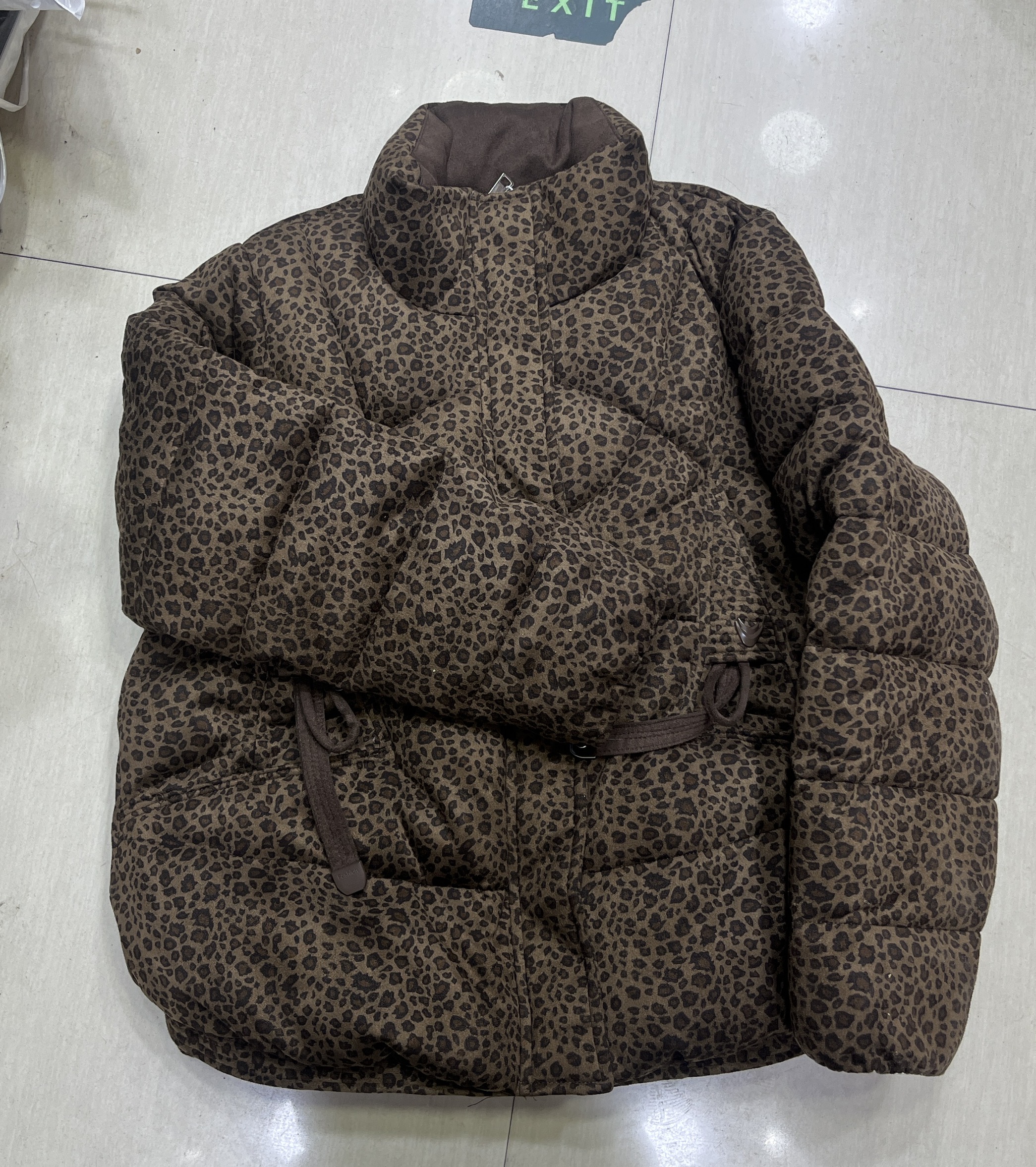 时尚立领豹纹棉服女短款冬季新款妈妈休闲宽松棉袄棉衣外套