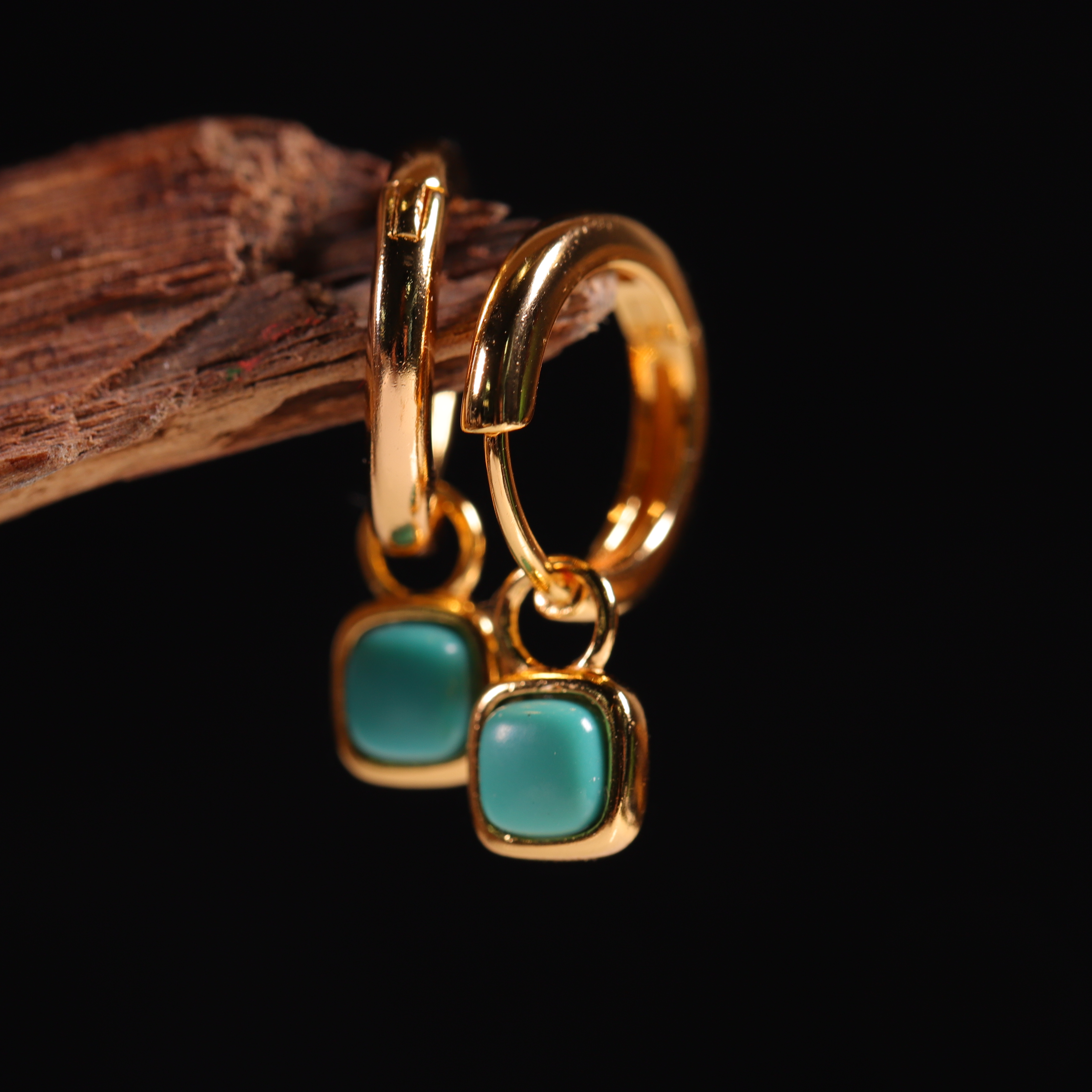 天然原矿绿松石高瓷925银精工镶嵌耳坠（多样性发货一对）