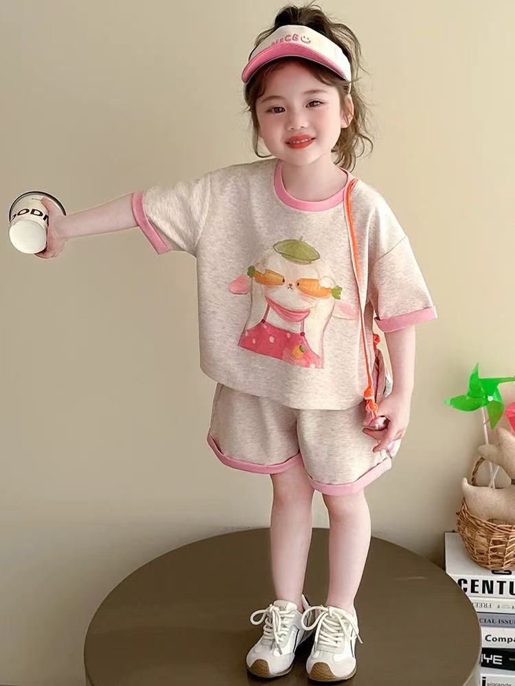 女童套装2025夏季新款儿童夏款薄款洋气短袖短裤两件套女孩夏装潮