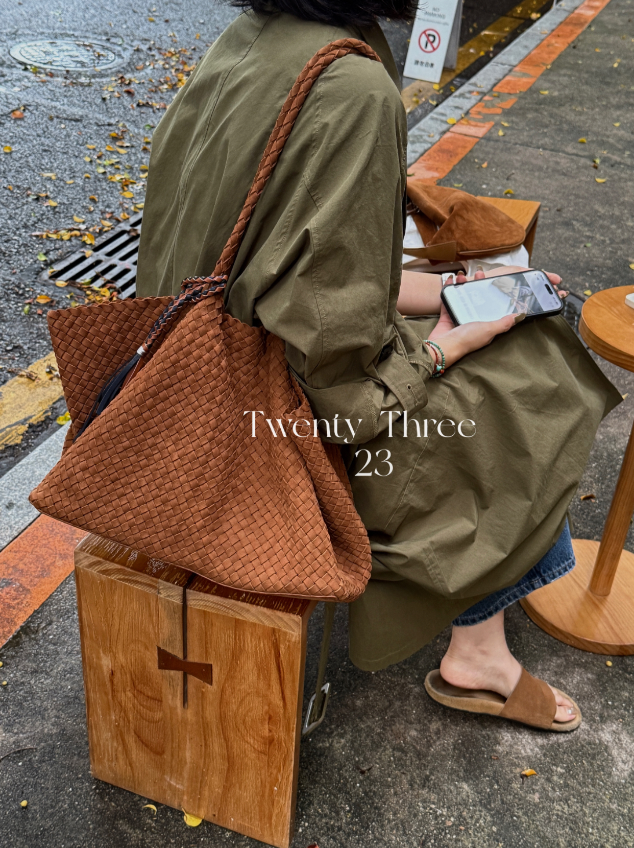 TwentyThree高级感头层麂皮大容量单肩包手工编织休闲慵懒托特包