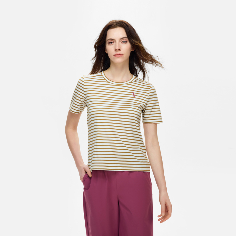 【百搭单品】AIGLE艾高25年新款欧若时尚百搭条纹圆领匹马棉BJ01