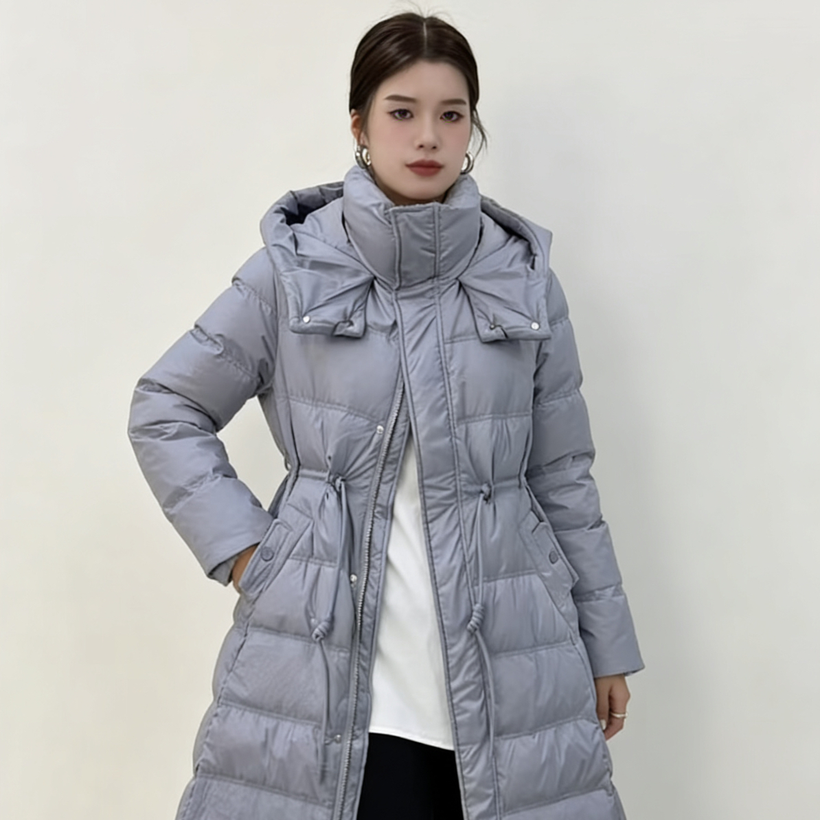 【影姐宠粉】品牌正品长款厚款女士过膝连帽保暖宽松冬季百搭3066