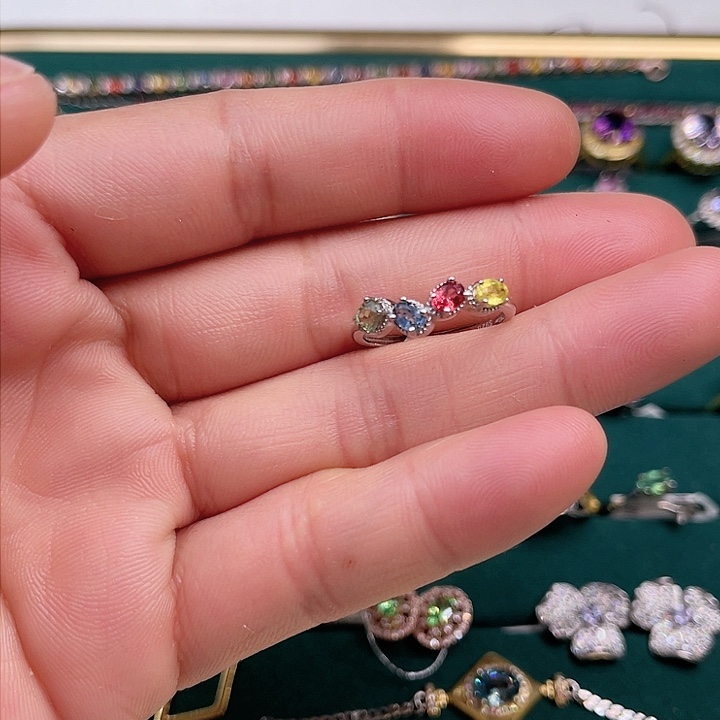 蓝宝石戒指银S925镶嵌