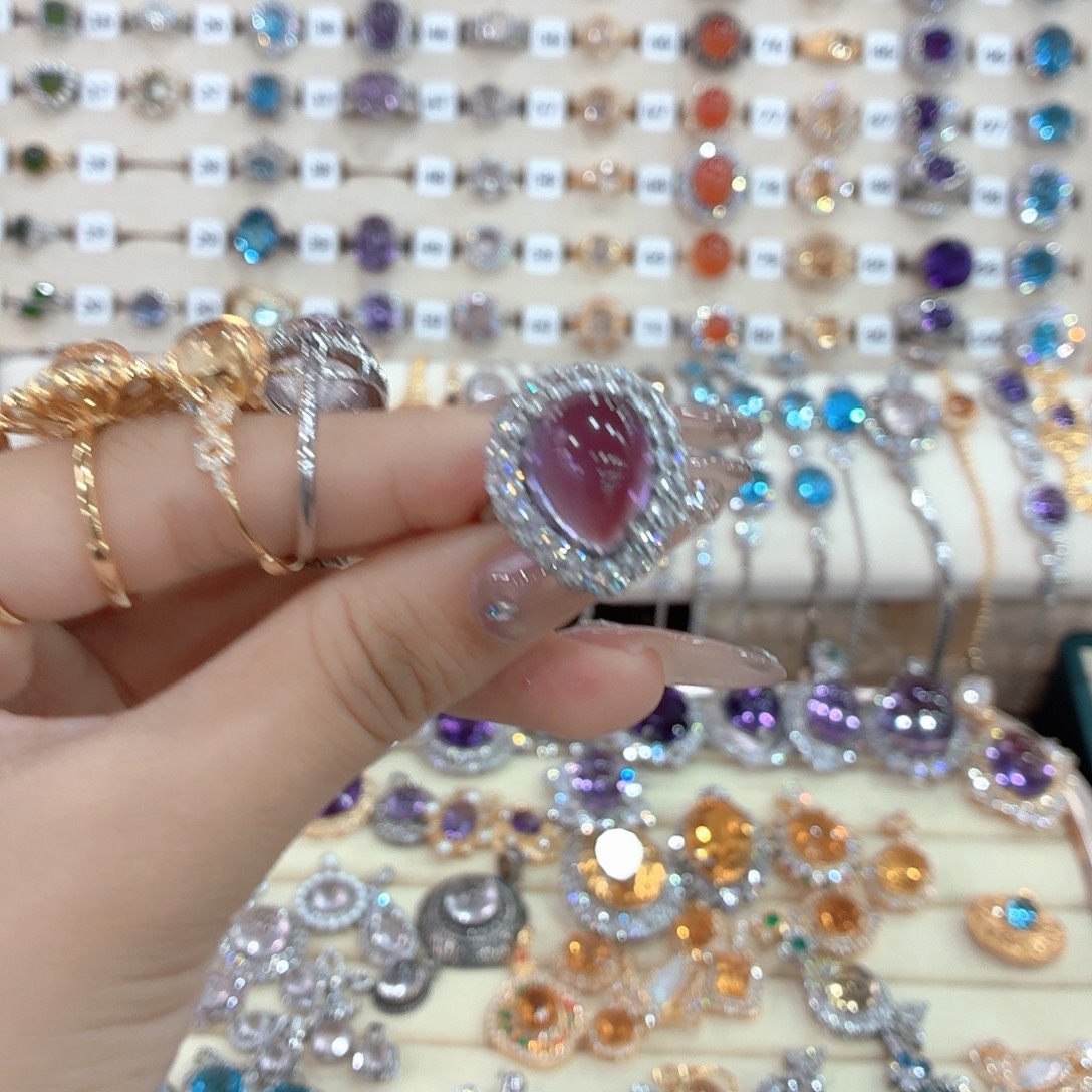 蜂***壳戒指紫晶银S925镶嵌