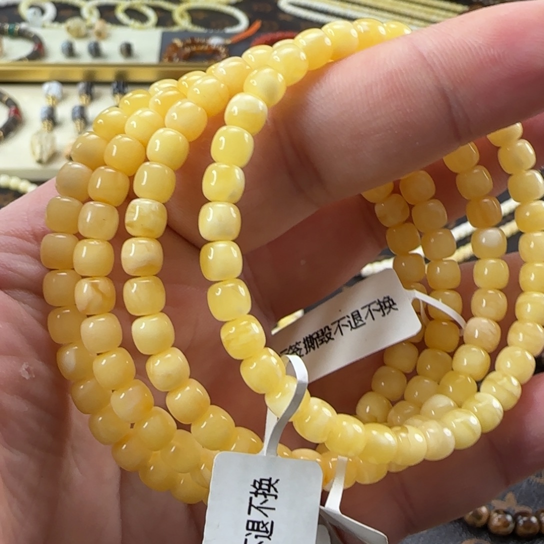 蜜蜡未镶嵌手串5.5mm精工蜜蜡单圈多样性发其一