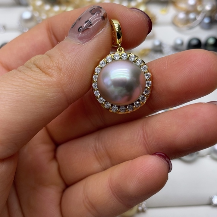 海水珍珠吊坠(不含链)银S925镶嵌