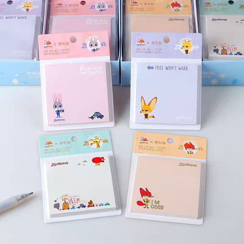 疯狂动物城便利贴有粘性可爱卡通学生便签留言高颜值记事小本子