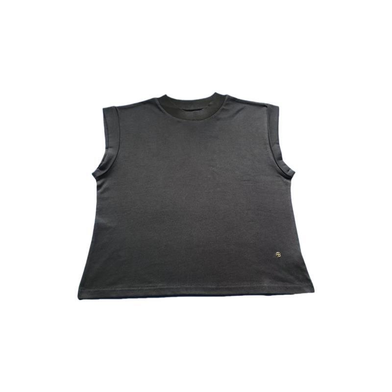 HUMSUN/禾木笙 高支高密|简约透气徽标装饰卷边无袖T恤 24A461