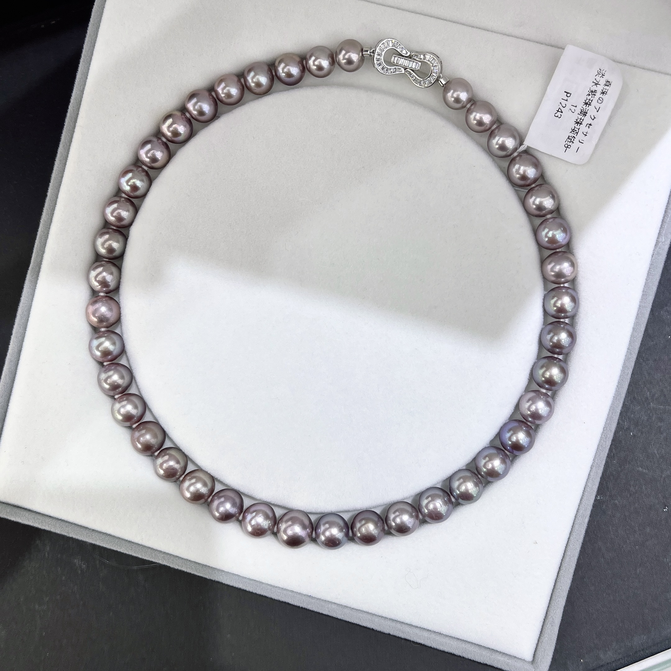 S925银 淡水紫色珍珠 紫珠满珠珍珠项链 9-12MM