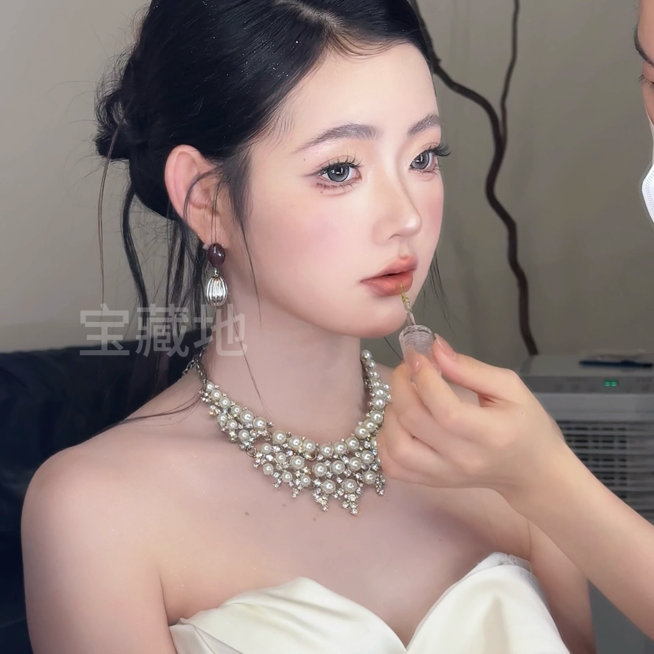 铜合金项链 2957新款婚嫁重工珍珠主纱礼服项链套装