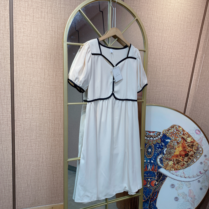 CR84孕妇杏色连衣裙M90-120 L130 XL140 2XL150