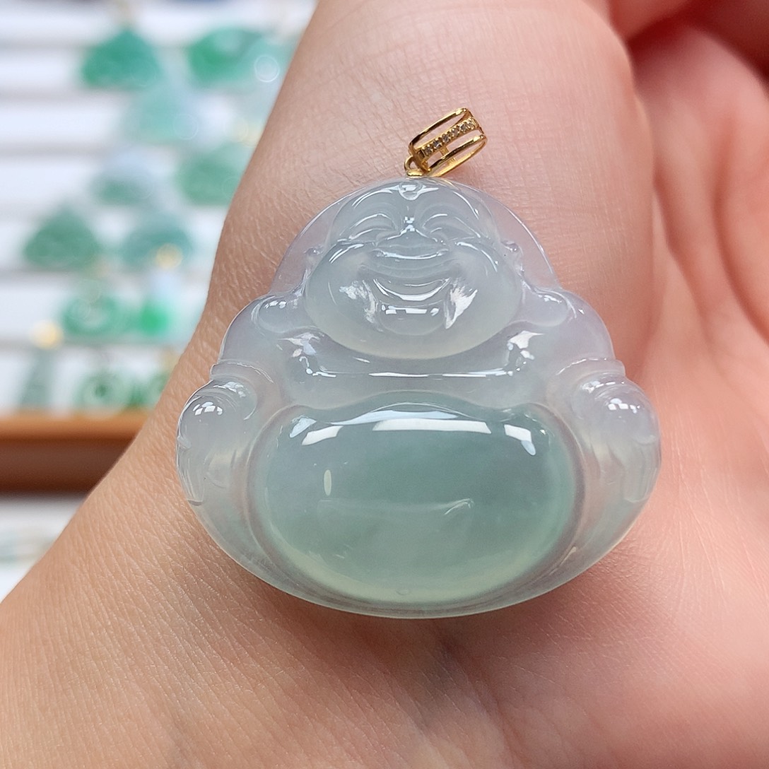 翡翠18K金镶嵌吊坠(赠链)