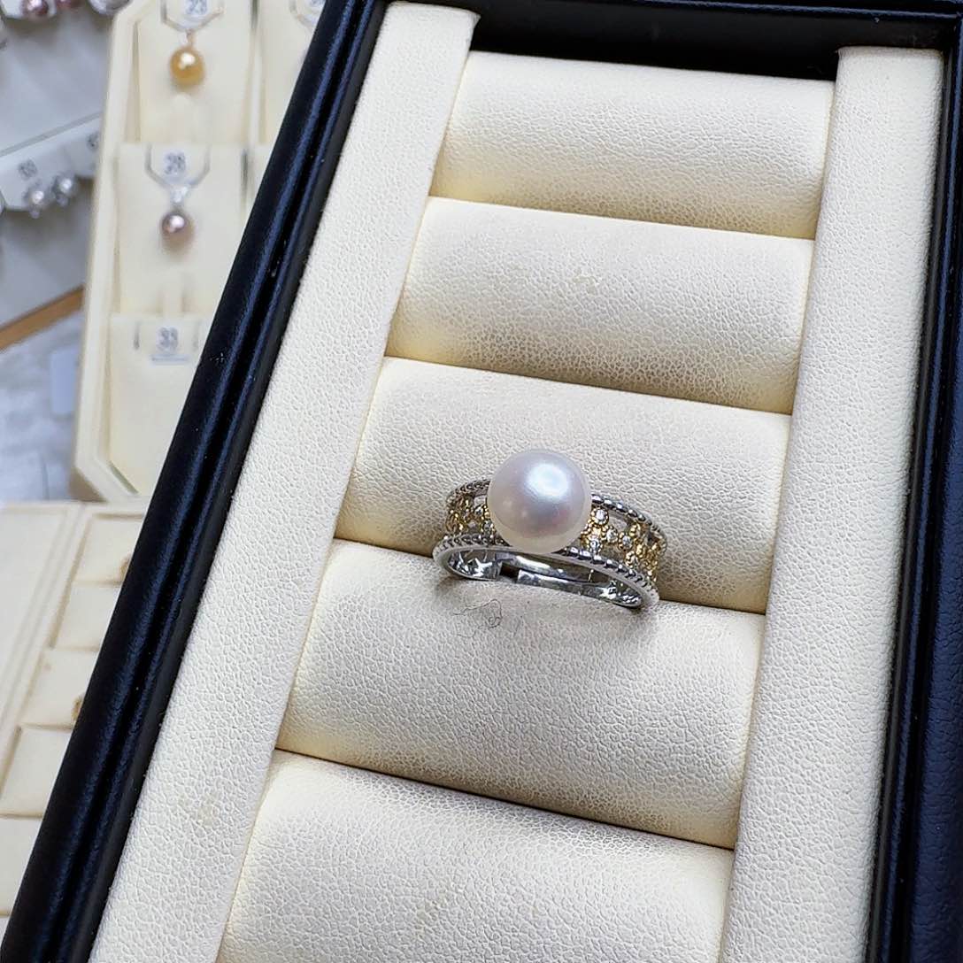 淡水珍珠戒指银S925镶嵌