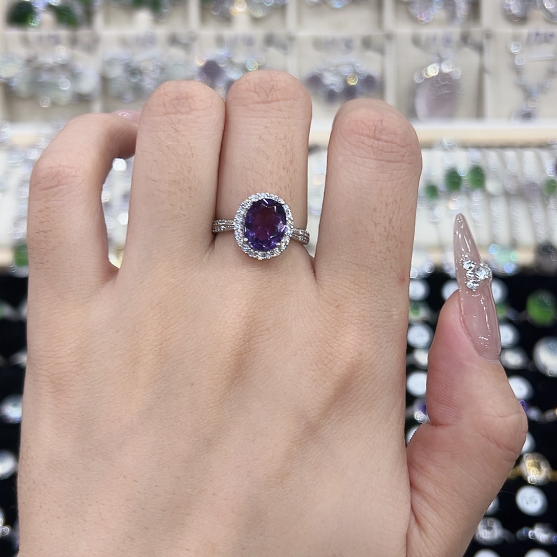 戒指紫晶银S925镶嵌