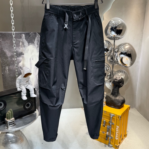 秋季日系潮山系街头时尚百搭痞帅休闲工装裤男宽松剪裁伞兵拖地裤
