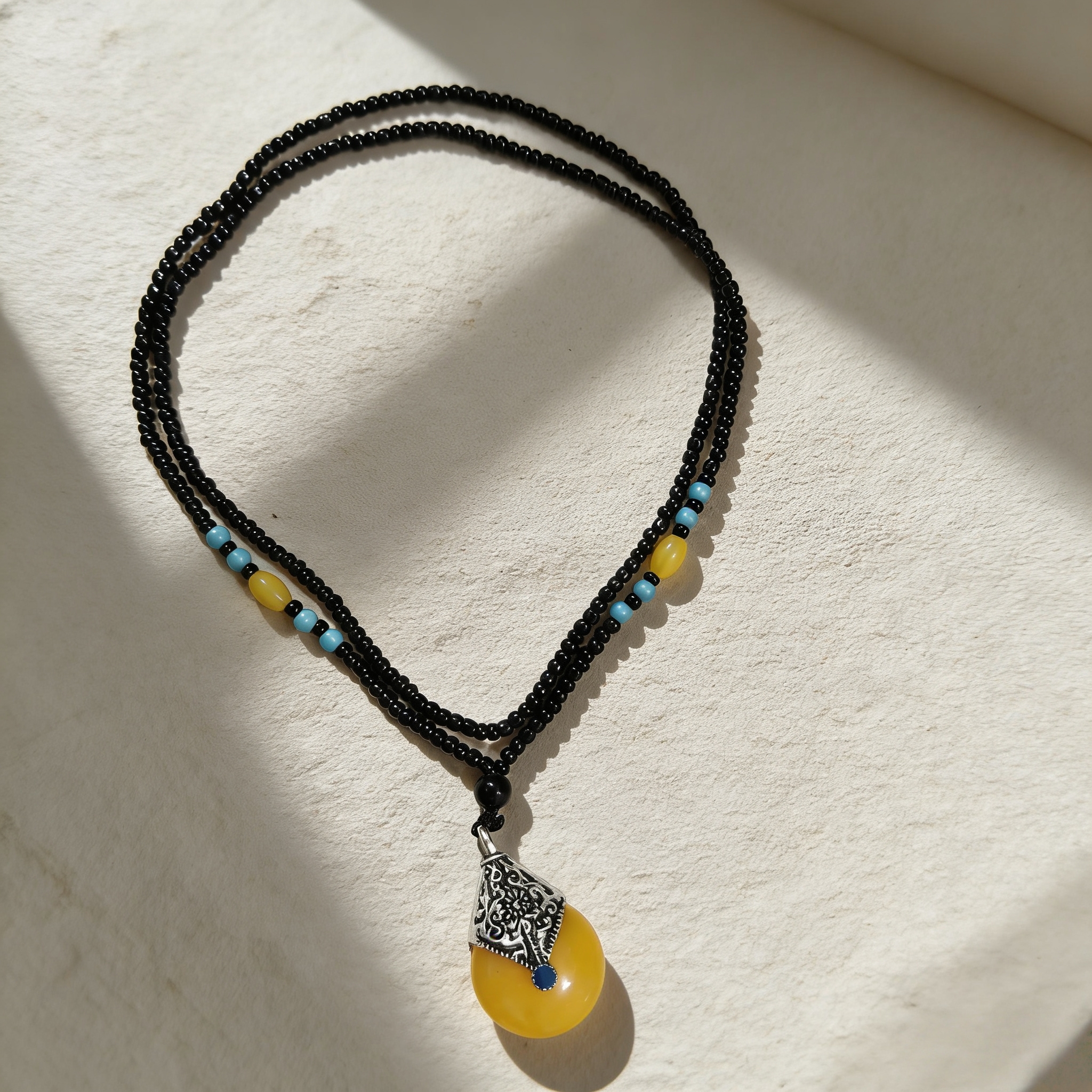 黑曜石4mm多圈吊坠款 精品手串 无礼盒 S 1515