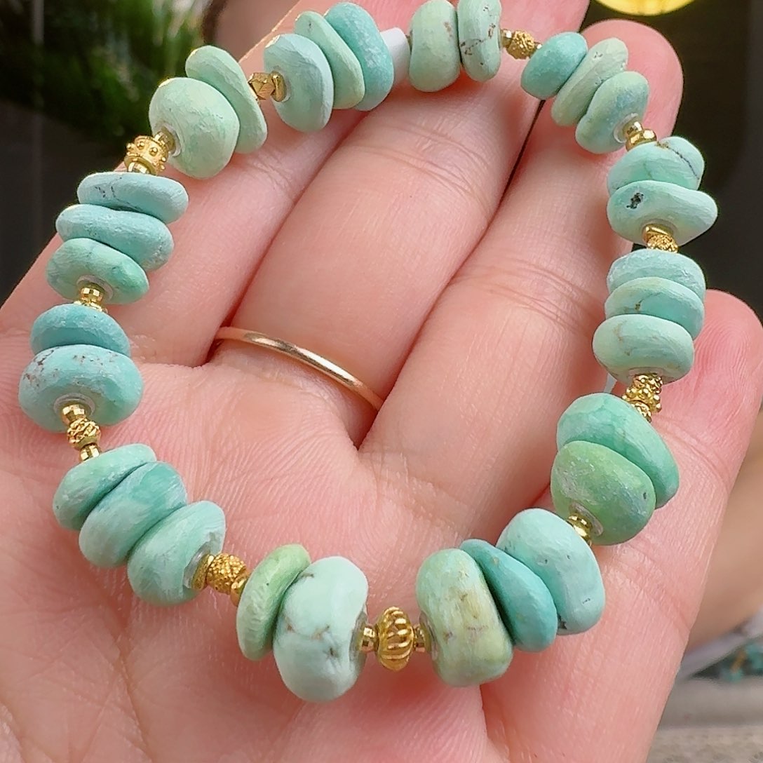 绿松石珠宝奇石18K金镶嵌