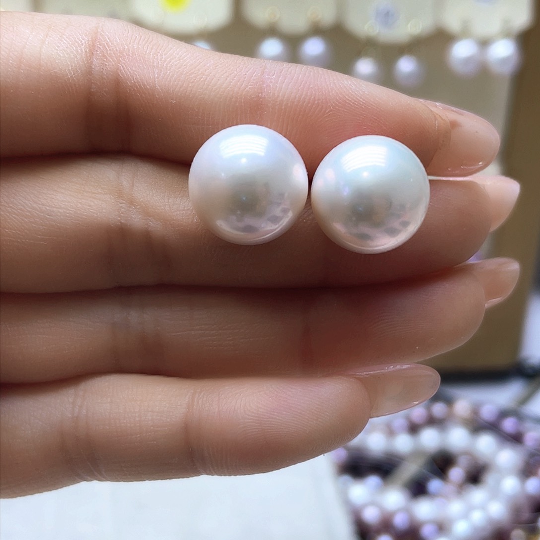 淡水珍珠耳饰银S925镶嵌